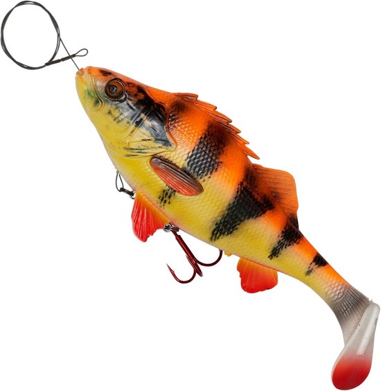 Grote Kunstaas 4D Baars Shad - 20cm - 100 Gram - Firetiger - Voor Snoek & Roofvis — afbeelding 3