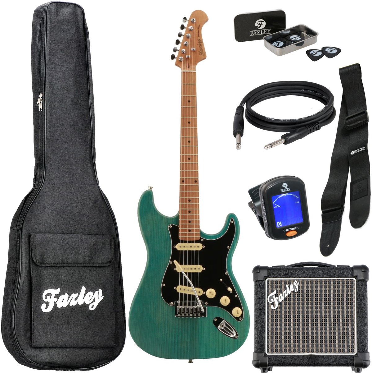 Elektrische gitaar starterset - incl. versterker - Fazley Outlaw - Blauw