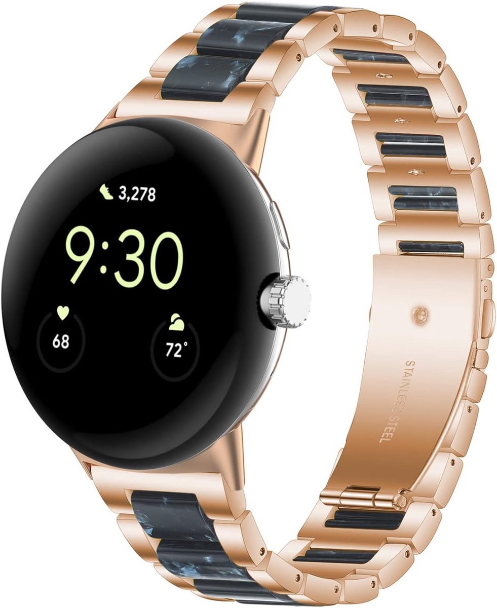 Verstelbare Horlogeband in Roestvrij Staal en Hars voor Smartwatch
