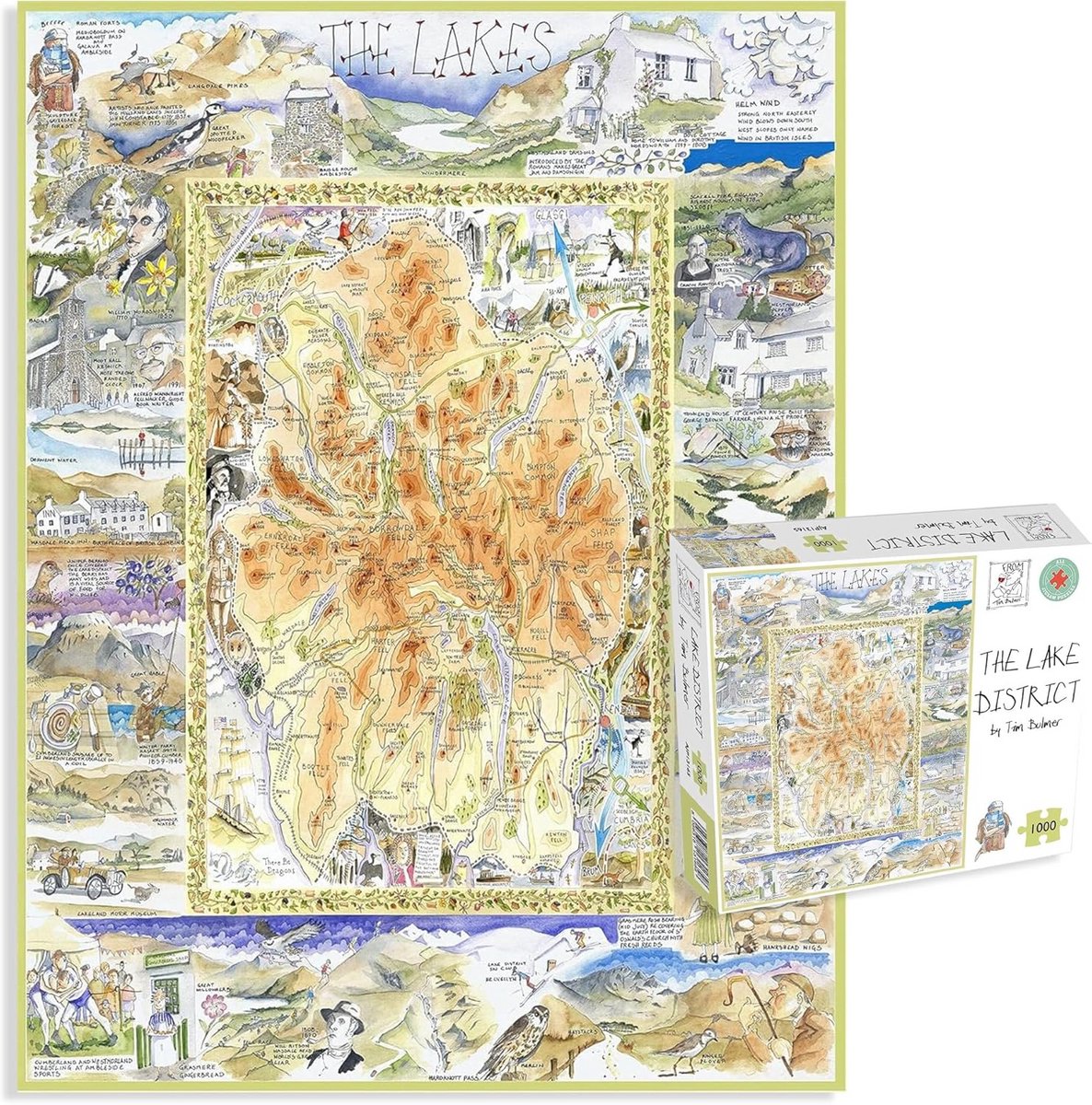 Uitdagende Legpuzzel 1000 Stukjes: Prachtige Kaart van Lake District