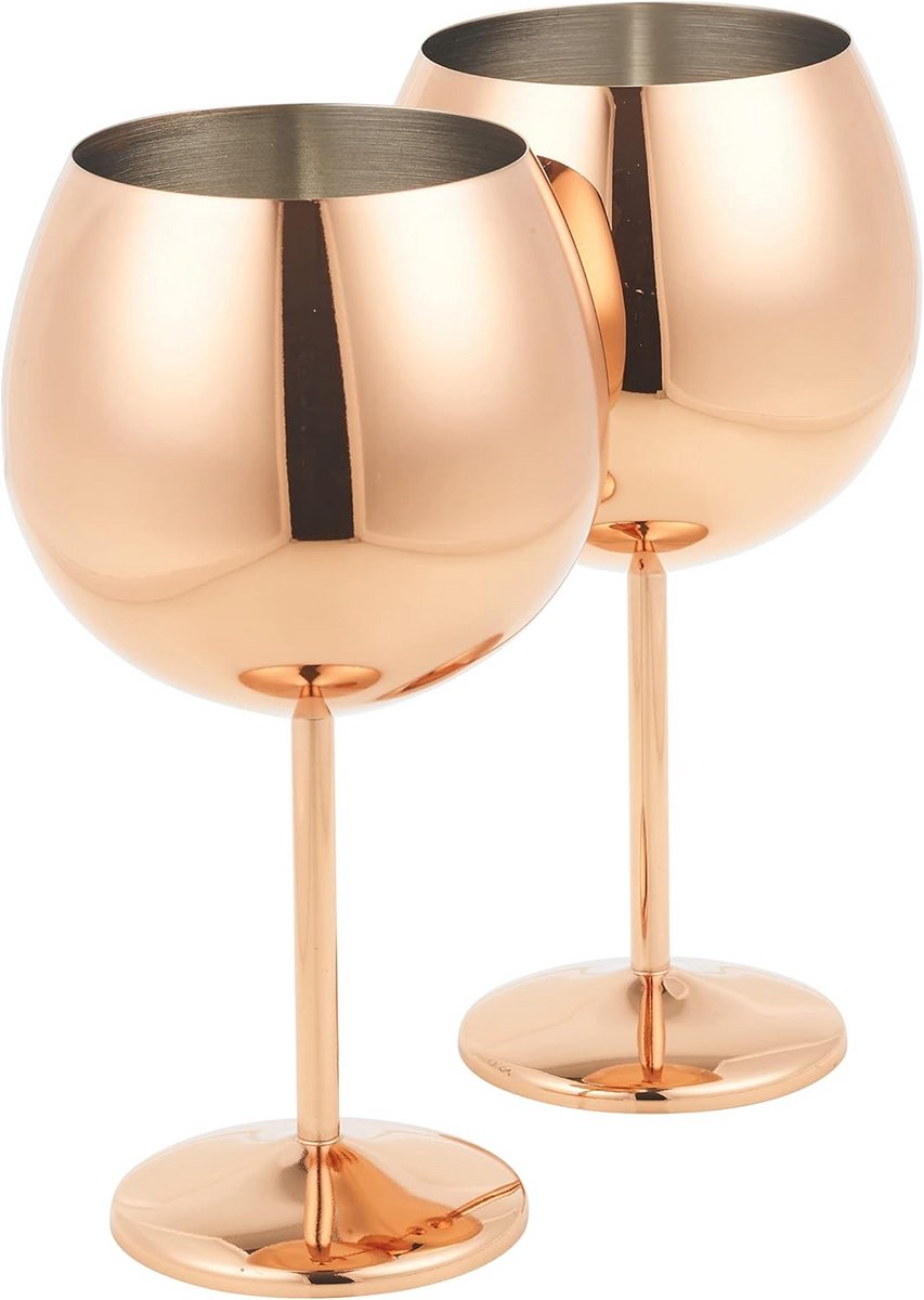 Set van 2 RVS Gin Glazen 700ML - Onbreekbare Cocktailbekers in Roségoud, Zilver en Goud