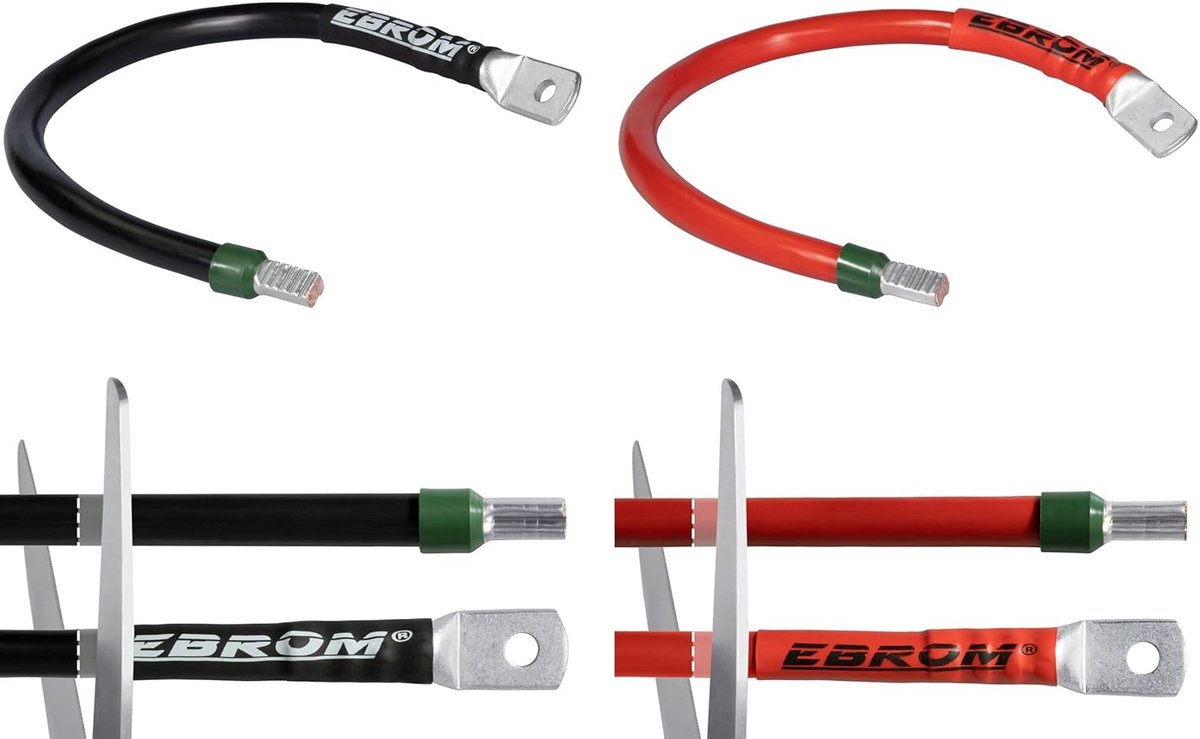 Accukabel Rood en Zwart met Kabelaansluitingen 12V Doorsnede 16mm² tot 5m