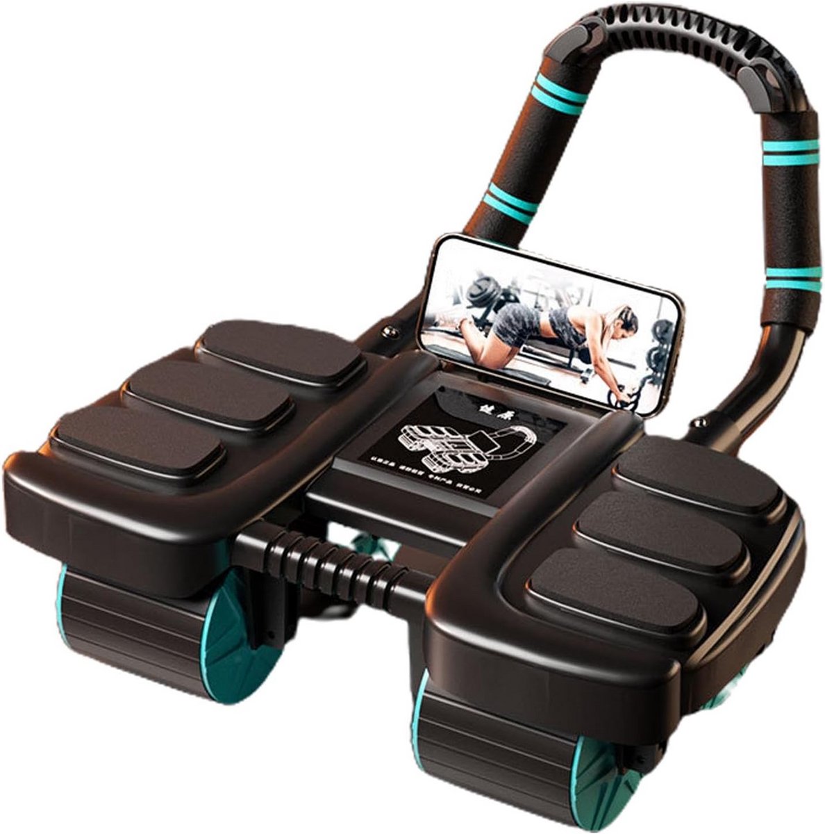 Buikspiertrainer met 4 Wielen en Automatische Rebound voor Kernkracht