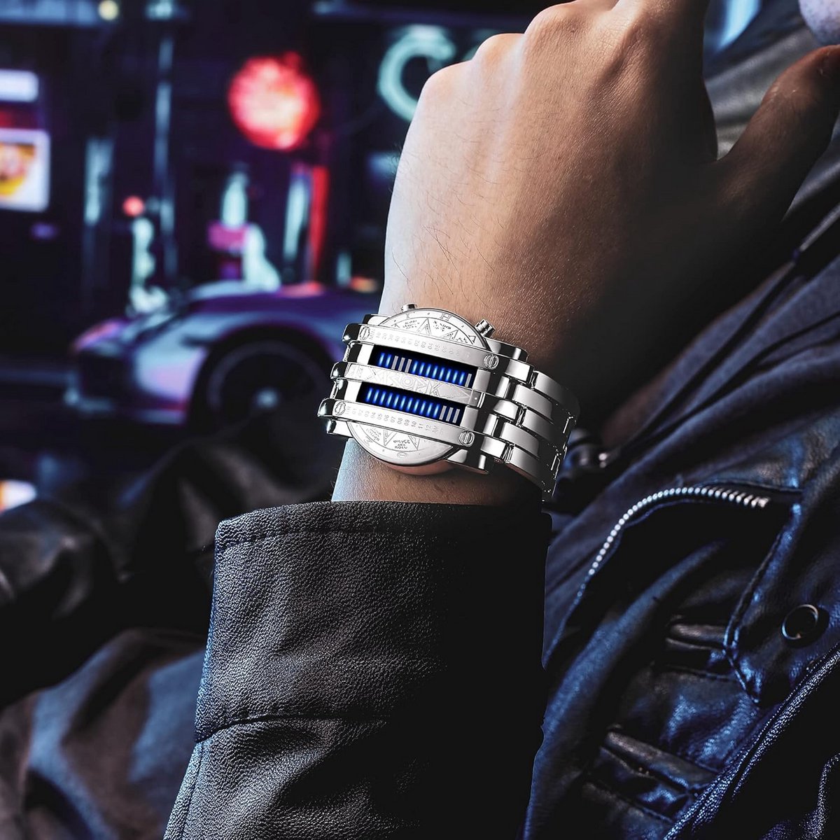 Digitaal LED Horloge Mannen - Uniek Binair Code Design Zwart
