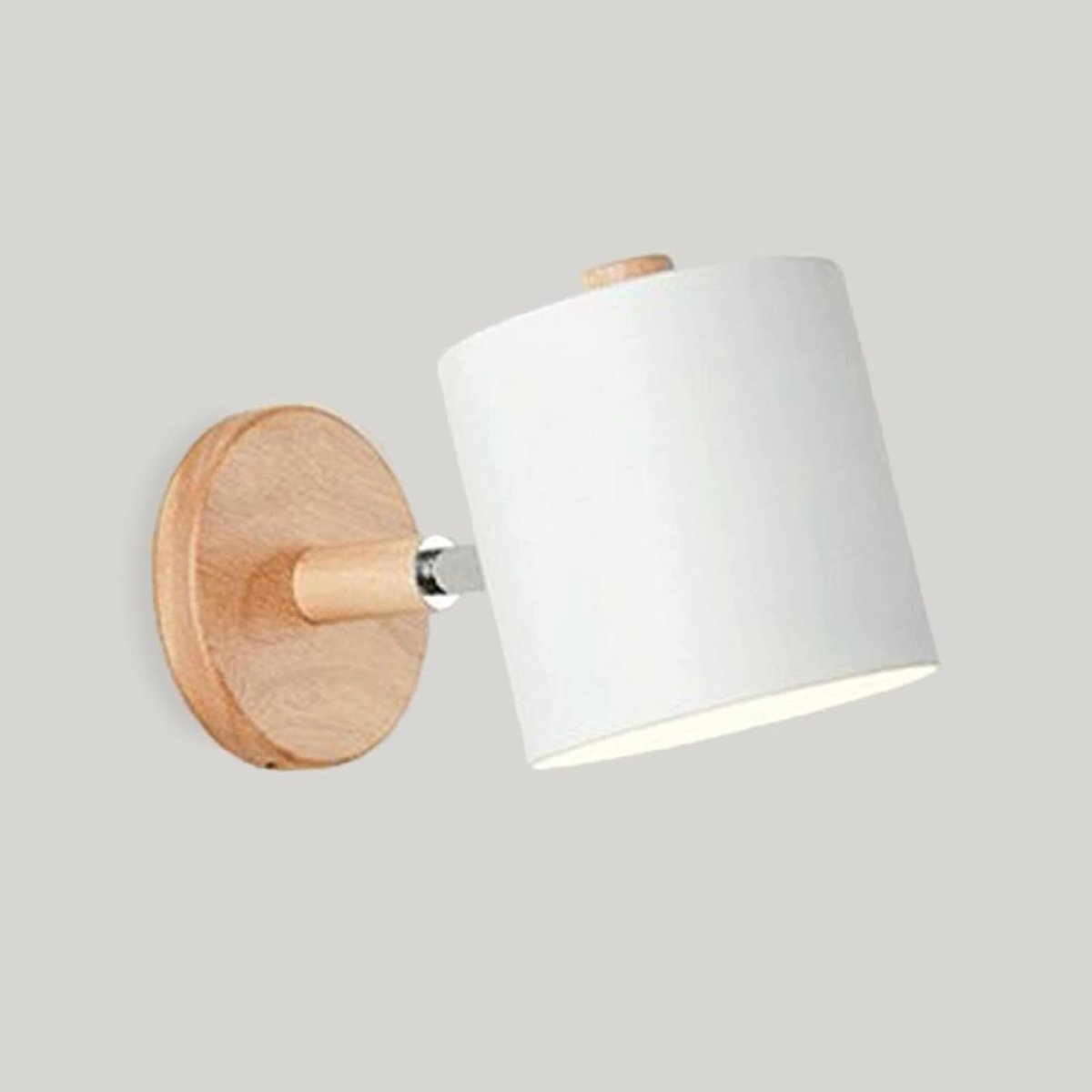 Verstelbare Wandlamp Binnen met Houten Accent en Metalen Kap