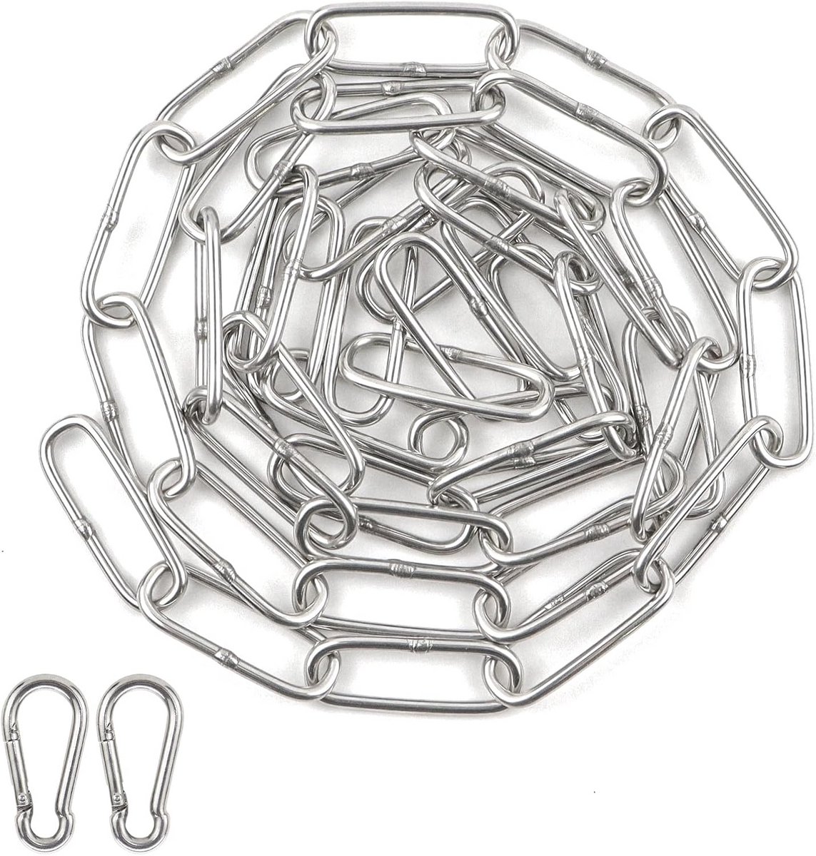 RVS Ketting met Karabijnhaken - 3mm Dik Keerbaar Staal, 1.5 Meter