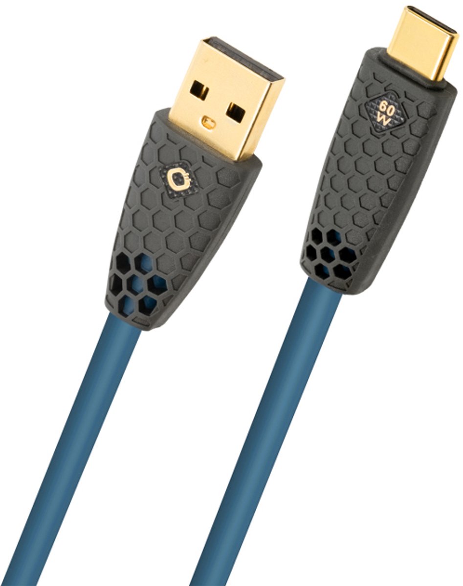 Oehlbach D1C9578 USB-kabel USB-C stekker, USB-A stekker 1 m Petrol Afscherming gevlochten, TPE-mantel