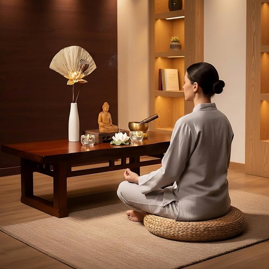 Houten Boeddhabeeld voor Zen Interieur en Meditatie - Vredige Decoratie voor Thuis van houten — afbeelding 3