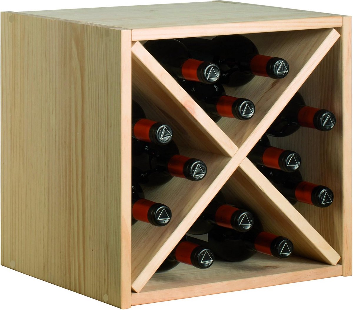 Houten Flessenhouder voor 12 Flessen - Stevig Pinewoud - Compact Wijnrek — cadeau in Wonen & Interieur - foto 2