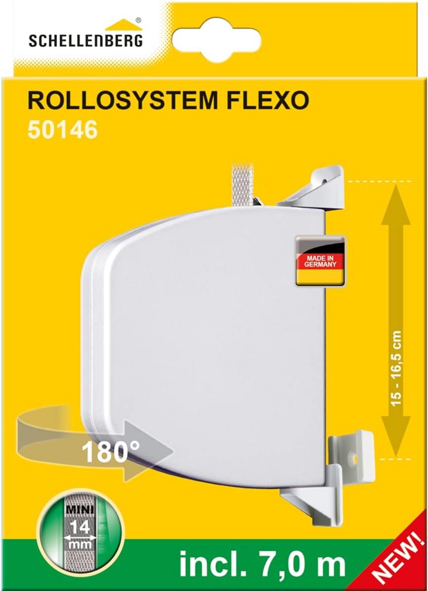 Handmatige Rolluikband Oproller Mini Flexo Wit Inclusief 7m Band, 14mm Breed