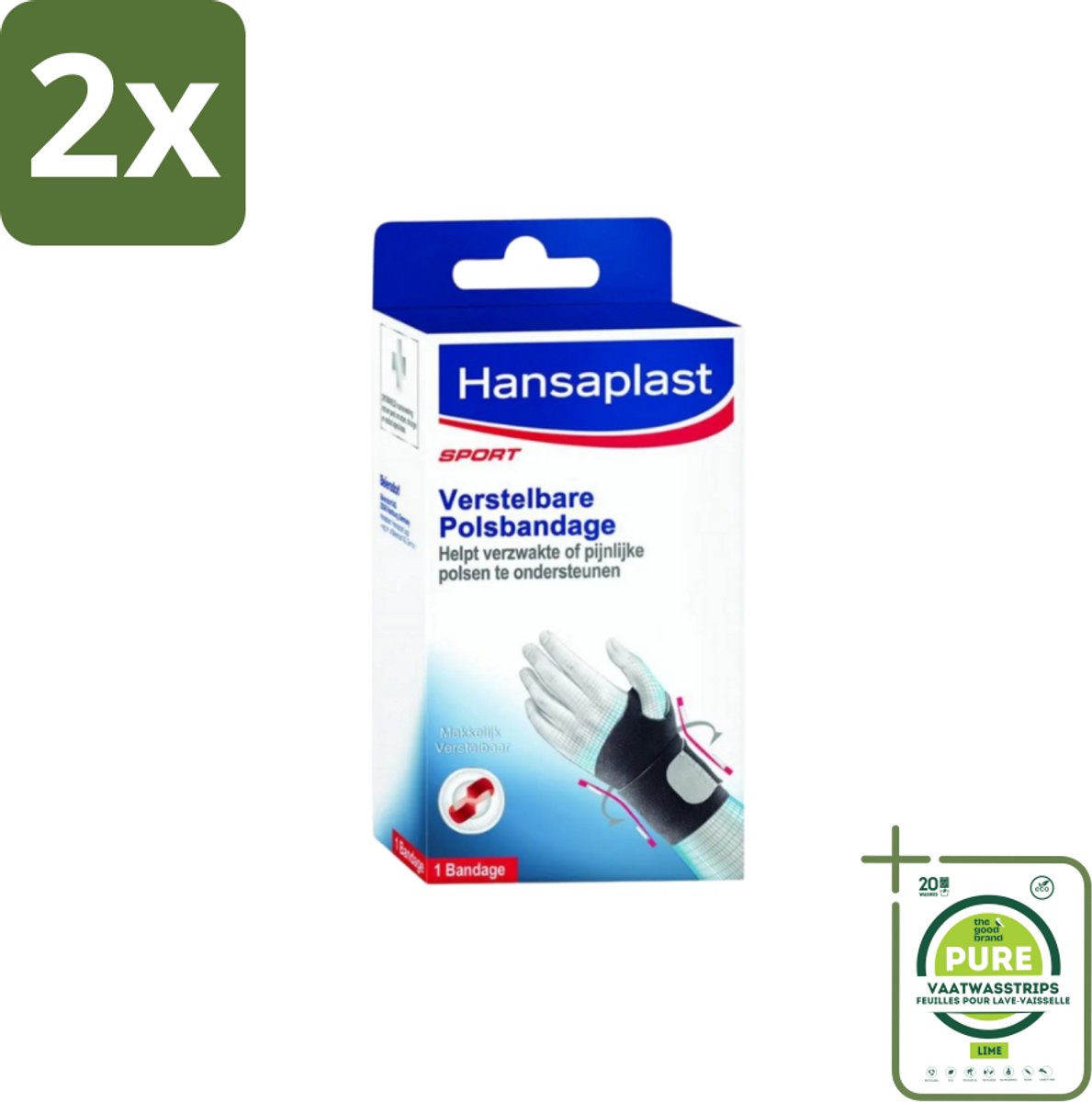 Hansaplast – Sport Polsbandage – Verstelbaar – Universele Maat - Voordeelverpakking - 2 stuks - Polsbandage - Sportpolsbandage