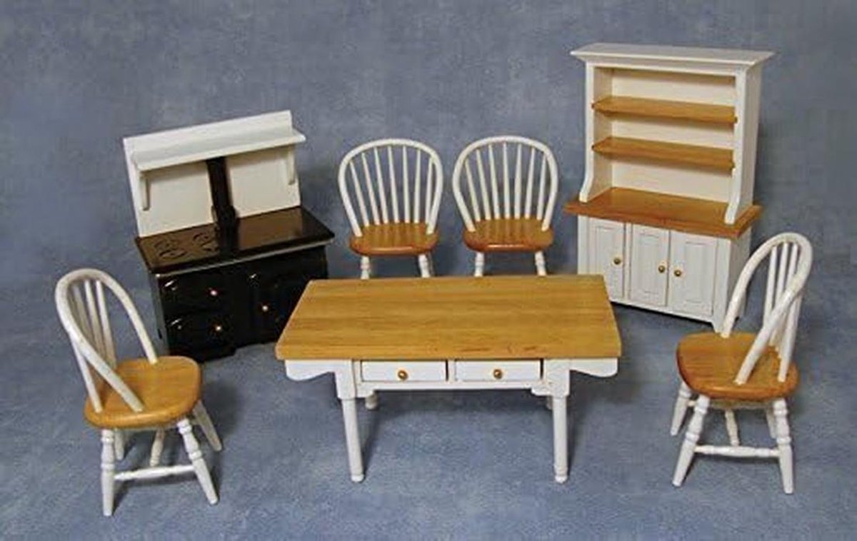 Miniatuur Witte Keuken Set voor Poppenhuis - 1:12 Schaal Meubels