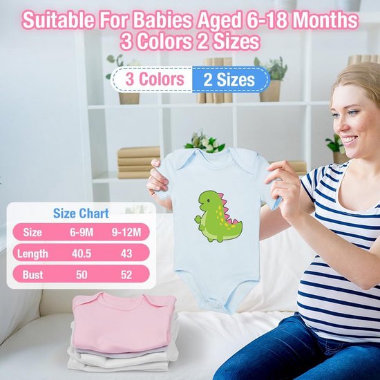 Kraamcadeau Knutselpakket: 6 Baby Slabbetjes en Rompertjes om Zelf te Schilderen met 12 Textielstiften en 22 Sjablonen - Kliedervrij Speelgoed (9-12 Maanden) — afbeelding 5
