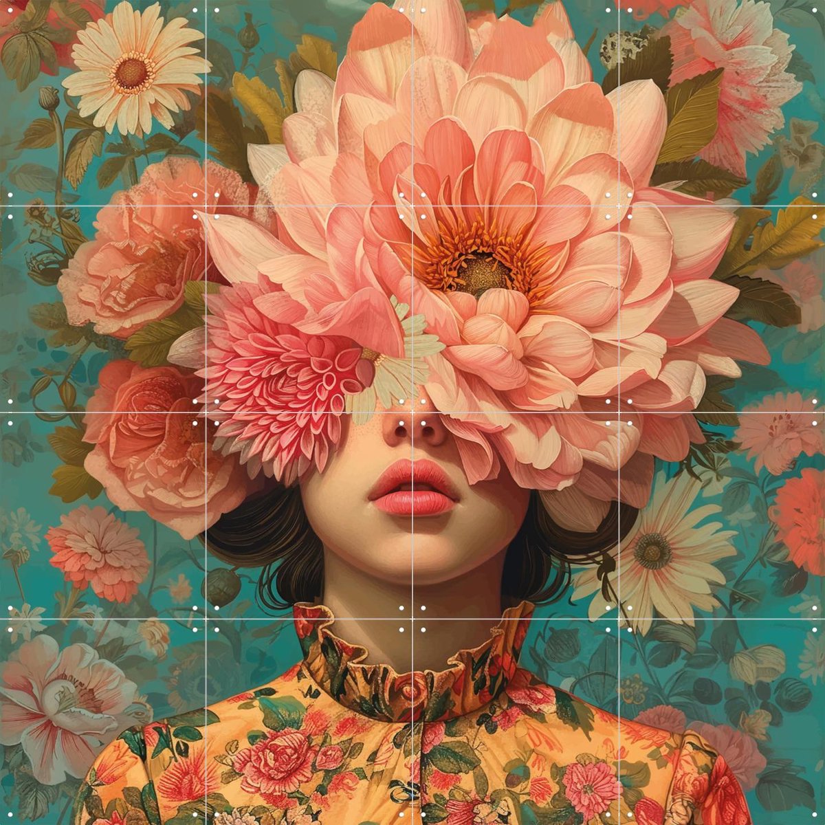 IXXI Bloom wildly, Mirjam Duizendstra - 80 x 80 cm - Gratis ophangtool - Grote wanddecoratie en posters - Digitale Kunst, Surrealisme, Illustraties