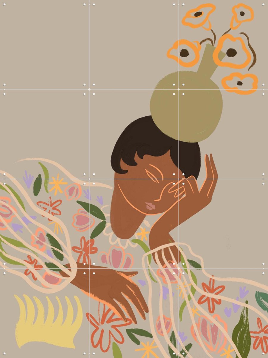 IXXI The Overthinker, Arty Guava - 60 x 80 cm - Gratis ophangtool - Grote wanddecoratie en posters - Speels, Illustraties, Line art, Digitale Kunst
