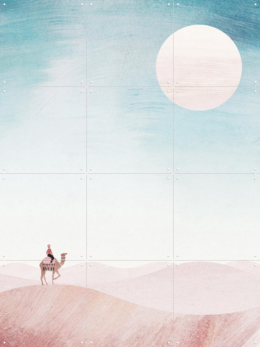 IXXI Pink Desert, Henry Rivers - 60 x 80 cm - Gratis ophangtool - Grote wanddecoratie en posters - Minimalisme, Illustraties, Abstract, Slaapkamer