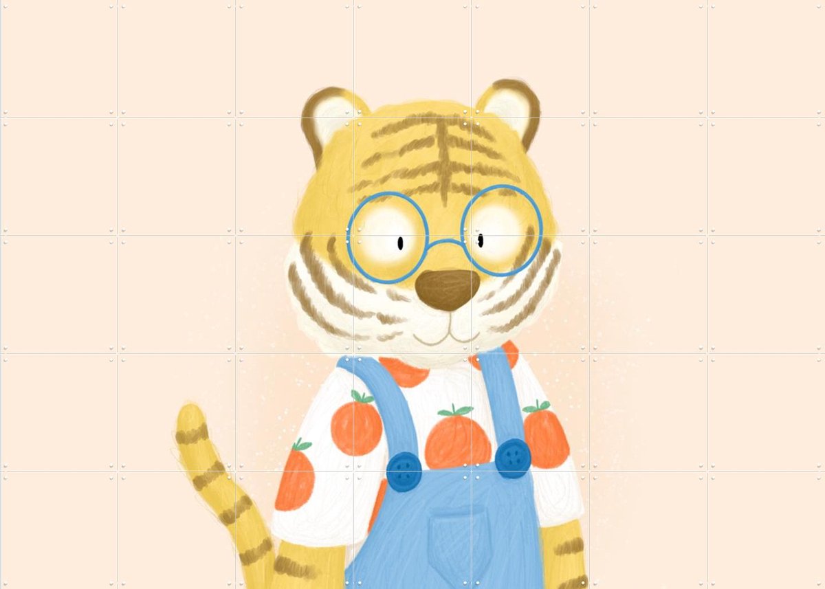 IXXI Fruit Tiger, Studio Phie - 140 x 100 cm - Gratis ophangtool - Grote wanddecoratie en posters - Cartoonesk, Fantasierijk, Kleurrijk, Illustraties