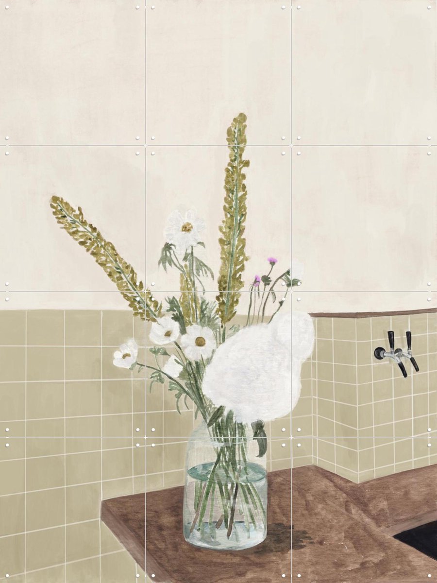 IXXI Vase with Flowers, Isabelle Vandeplassche - 60 x 80 cm - Gratis ophangtool - Grote wanddecoratie en posters - Aquarel, Illustraties, Woonkamer