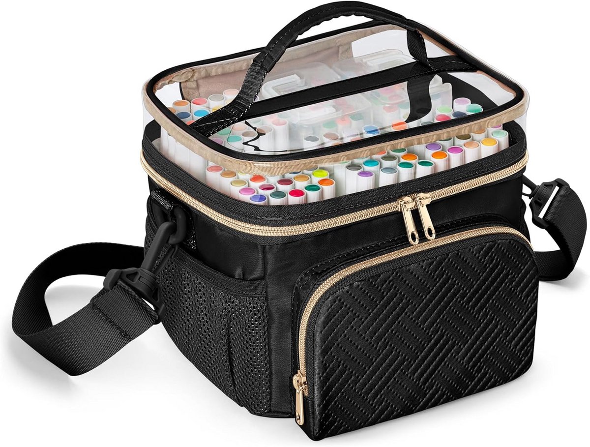 Organizer Tas voor 100 Markers - Opslag Organizer met Slimme Divider en Schouderriem