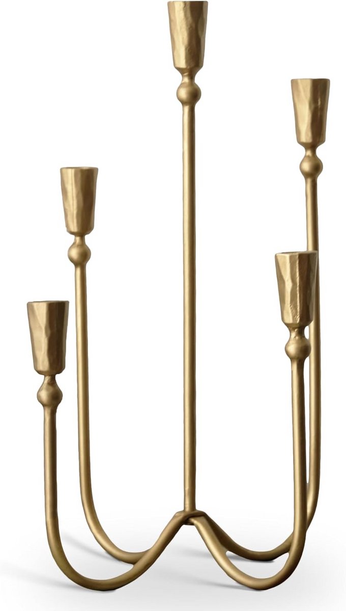 Grote 5-armige Metalen Kandelaar 40 cm Hoog voor Tafel Decoratie