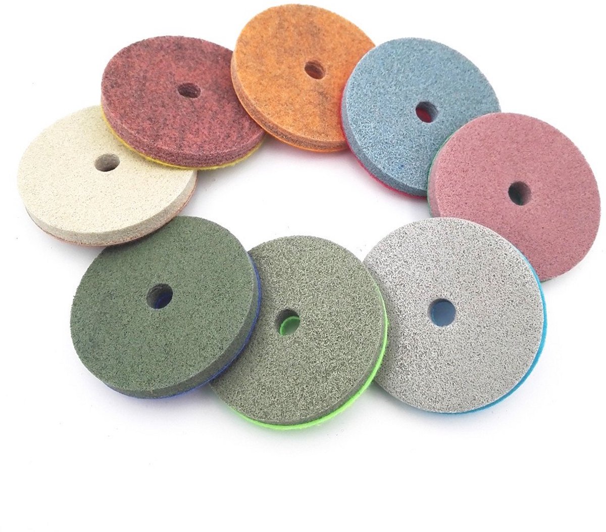 8-Delige Set Spons Diamant Polijstpads voor Marmer, Graniet & Steen - 4 Inch
