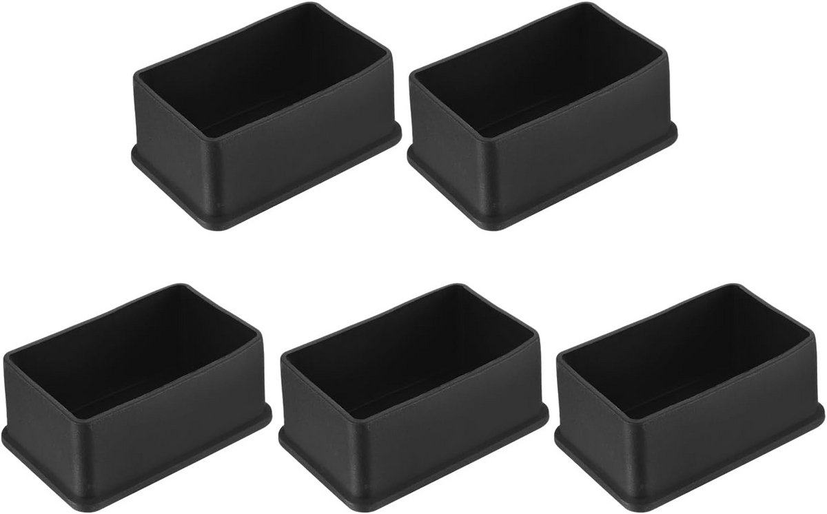 5x Vierkante PVC Stoelpootdoppen Zwart - Krasvrije Bescherming voor Hardhouten Vloeren