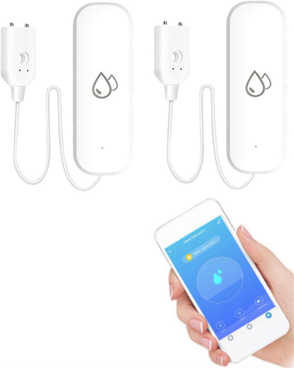 2 Stuks Waterlek Detector WIFI Slim Alarm voor Wateroverloop Veiligheid in Huis