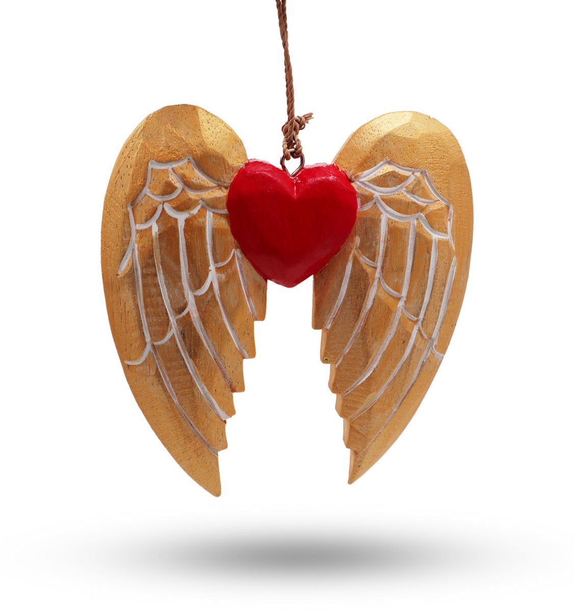 Gold Xmas Angel Wing & Heart - white detail