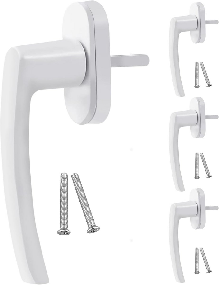 Set van 4 Wit Aluminium Raamklinken | Afsluitbaar en Veilig
