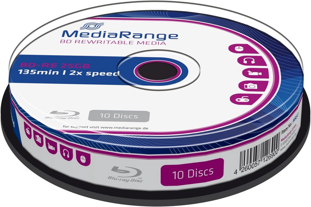 25 GB BD-RE Blu-ray Discs Herschuifbaar Opslagmedium 10 Stuks