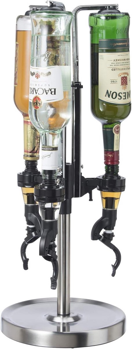 Draaibare Likeur Dispenser met 3 Flessen voor Bar en Feestjes