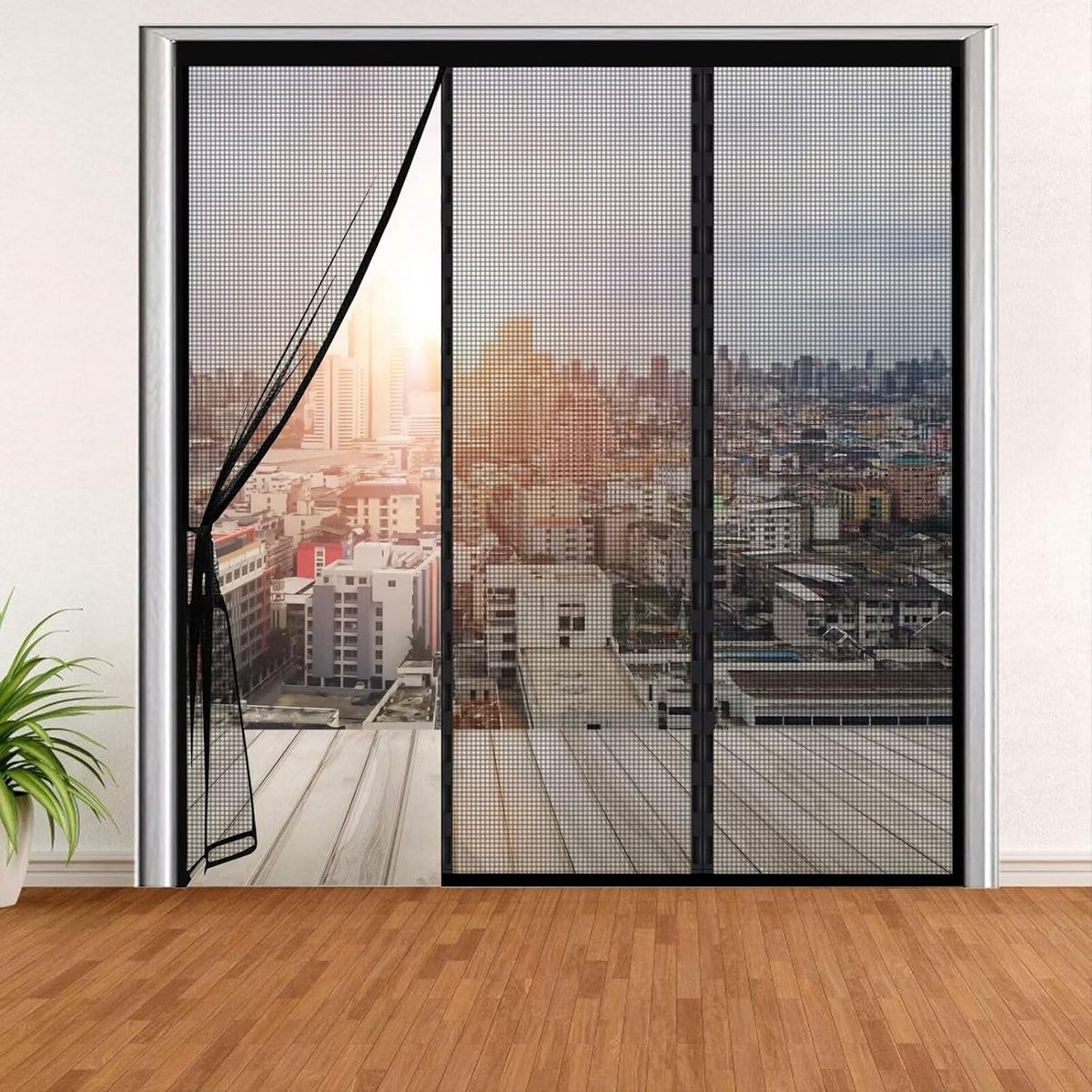 Magnetisch Hor voor Deur 140x270cm Zelfsluitend Insectenhor Wasbaar Zwart