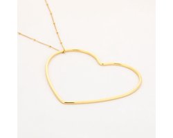 Bijoutheek Collier Groot Open Hart XL Goudkleurig