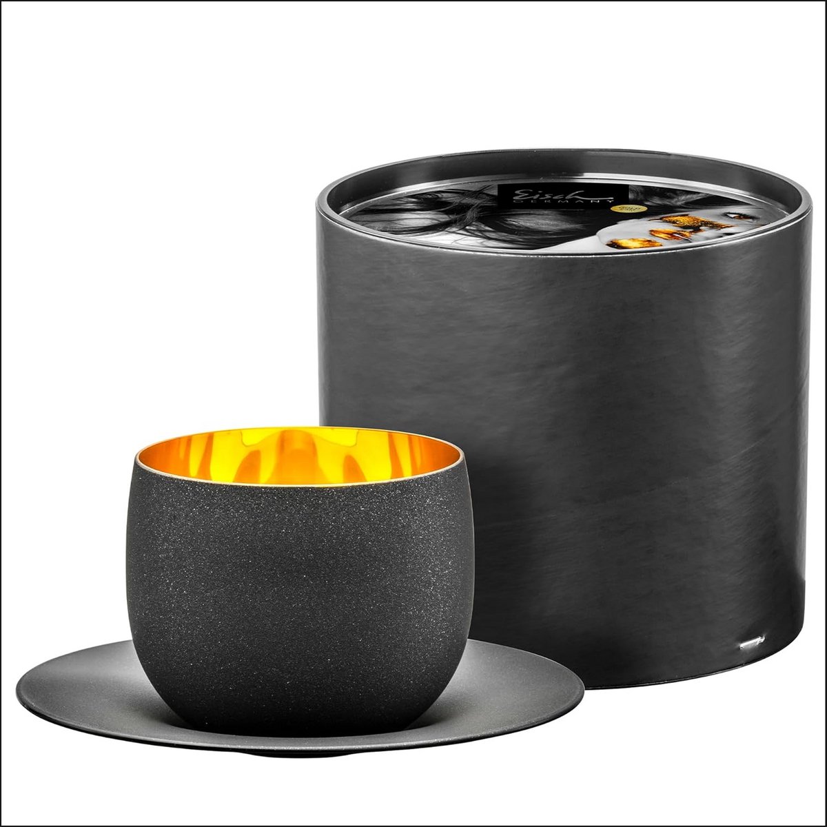 Cappuccinoglas Set 300 ml met Gouden Onderzetter in Luxe Geschenkkoker