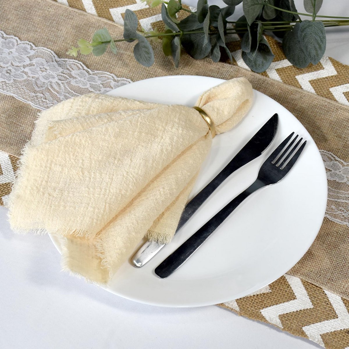 Beige Stoffen Servetten Katoen Polyester 50cm - 6 Stuks voor Diner, Bruiloft en Feest