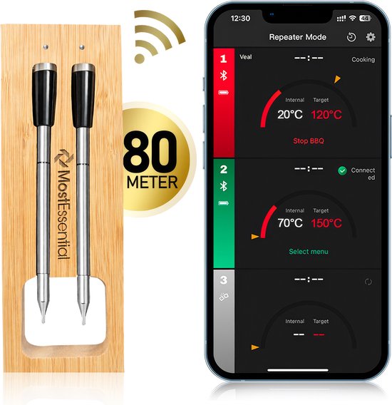 MostEssential Smart Vleesthermometer - Double Probe Edition