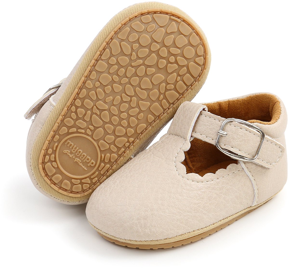 Ukkie Slofjes Baby Ballerina Lolita Sand Maat 20 - meisjes - klittenband - anti slip