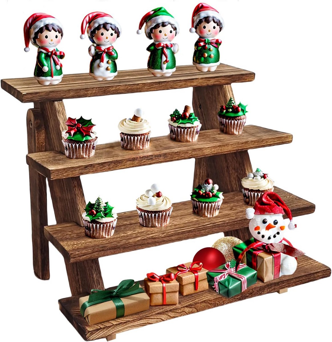 4-Laags Houten Taartstandaard voor Cupcakes en Gebak