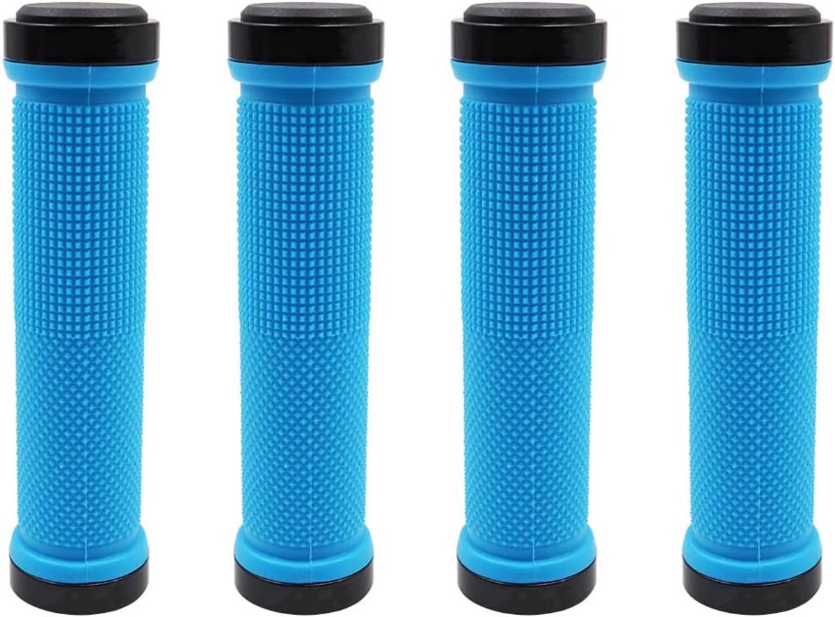 Set van 4 Rechte Fietsstuurgrepen met Dubbele Locking - Antislip Rubberen Handvatten voor Fietsen en Mountainbikes