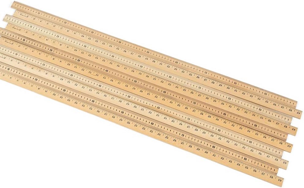 Set van 10 Houten Meterstokken - 1 Meter Liniaal voor School, Klaslokaal en Kantoor