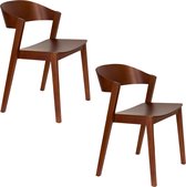 Housecraft Living Wooz Eetkamerstoelen Eikenhout Walnoot Bruin - Set van 2