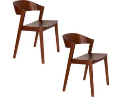 Housecraft Living Wooz Eetkamerstoelen Eikenhout Walnoot Bruin - Set van 2