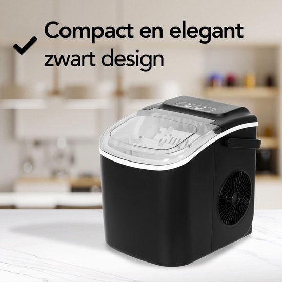 Florixa® ljsblokjesmachine - Zelfreinigende Ijsblokjesmaker - Ijsblokmaker - Zwart - 23cm x 30cm x 29cm van Merkloos — afbeelding 2