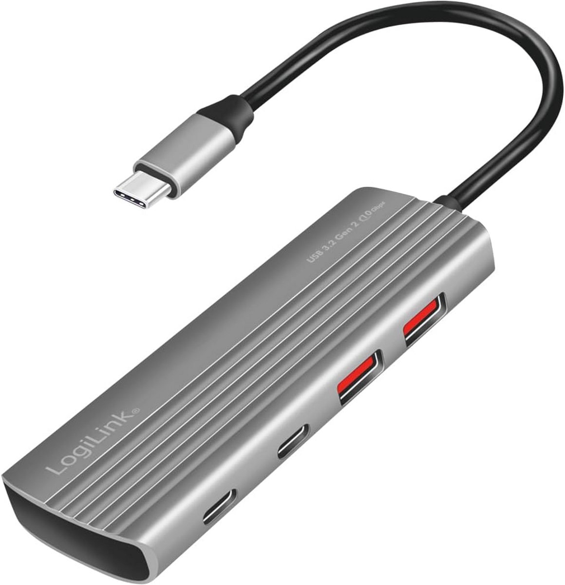 Ultraslanke USB-C Hub met 2x USB-A, 2x USB-C en 100W Power Delivery