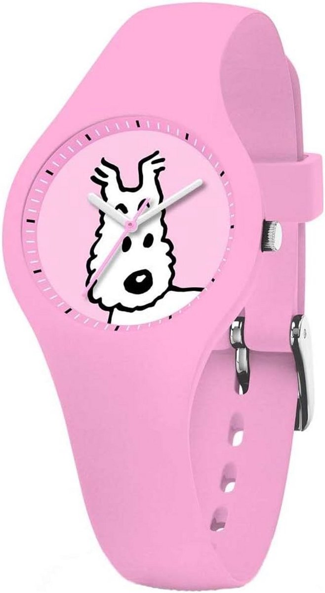 Dameshorloge met roze siliconen band