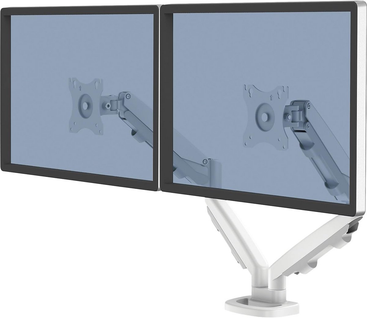 Dubbele Monitorarm Wit voor Schermen tot 39 inch en 16 kg - Ergonomische Desk Mount