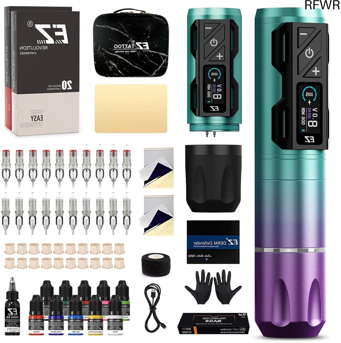 Tattoo Machine met Accessoires - Tattoo kit Draadloos - Complete Set - Set