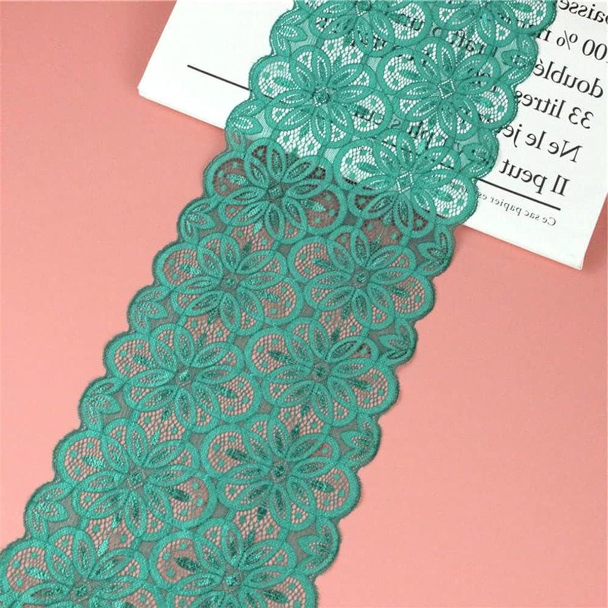 Elastisch kantlint voor decoratie en knutselen - 18 cm breed - 2 meter lang - donkergroen