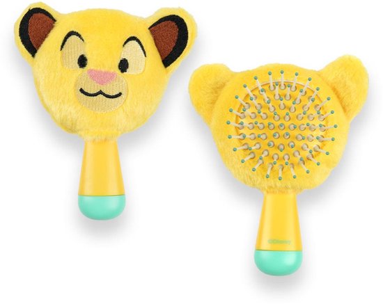 The Lion King Borstel - Simba - Disney - Mini plush haarborstel - Voor kinderen - 13 cm - Beige/bruin