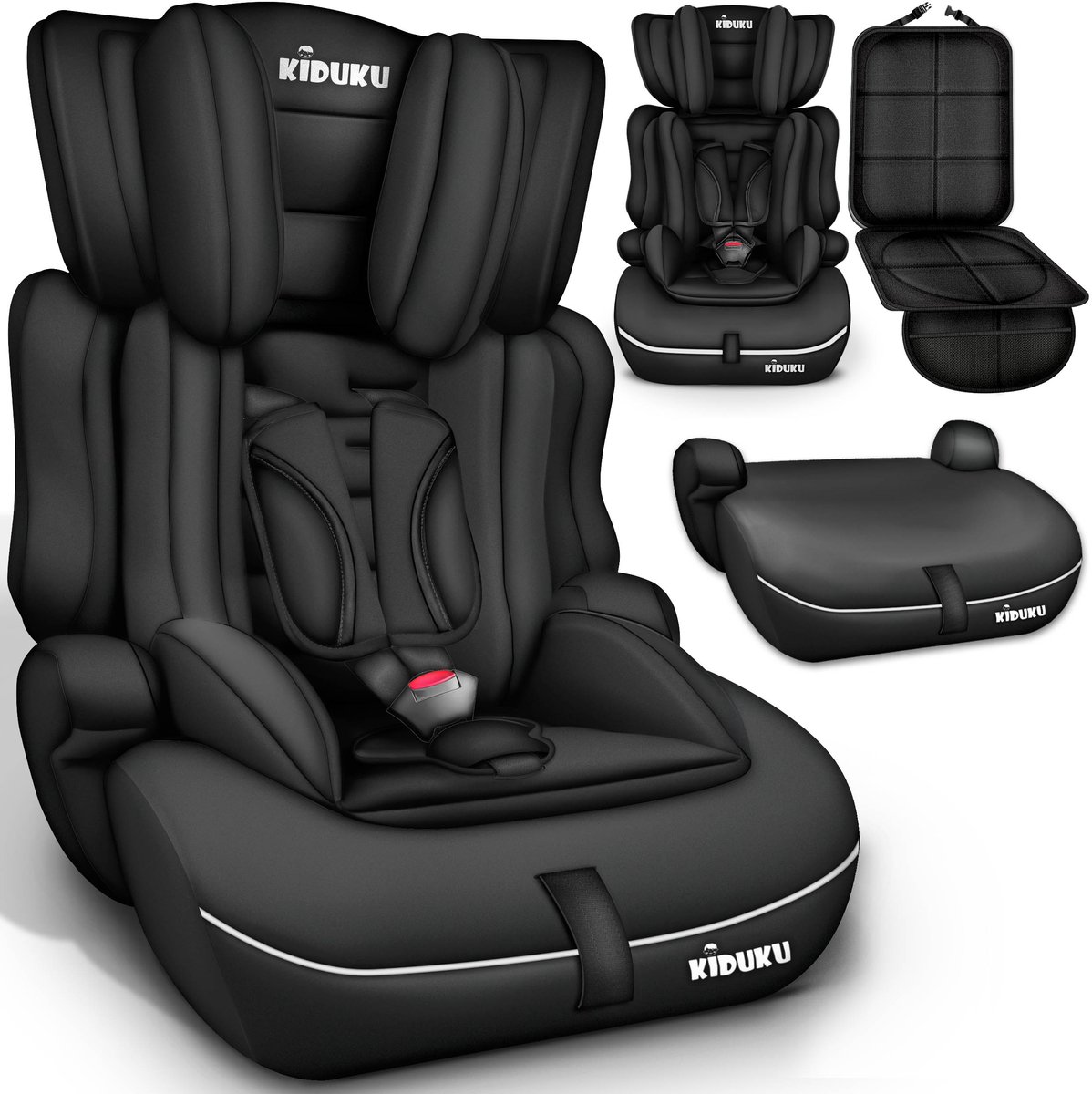 KIDUKU® Autostoel 9-36 kg (1-12 jaar) – Kinderzitje ECE R129/03, Groep 1/2/3 Autokinderstoel Kinderautostoel (Noir)